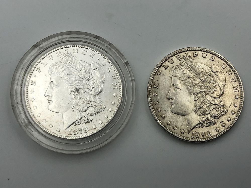 Appraisal: -S and Morgan Silver Dollar Coin Lot Lot of two