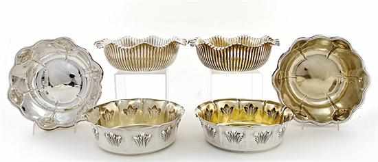 Appraisal: Three pairs Whiting sterling centerbowls New York circa comprising reeded