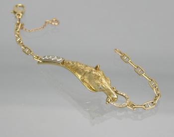 Appraisal: An Equestrian Motif Diamond and Gold Bracelet k yellow gold