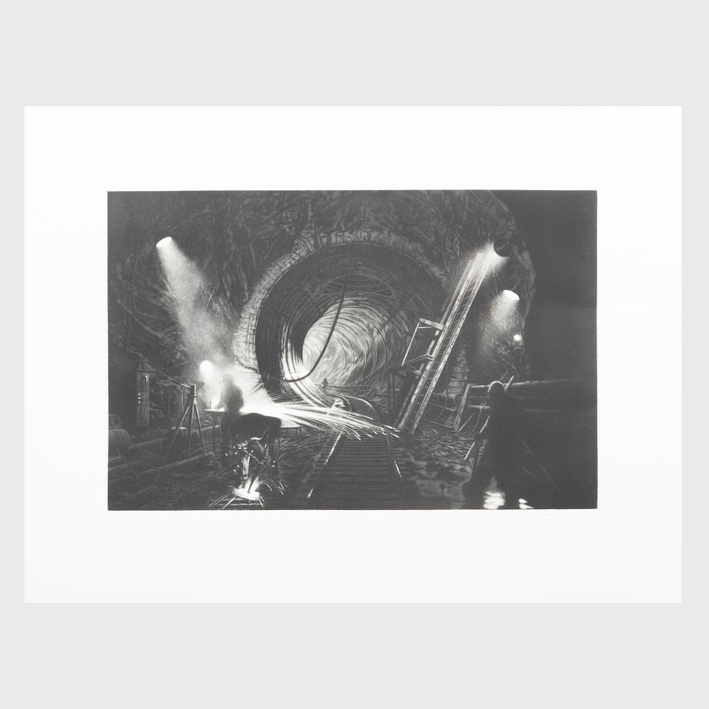 Appraisal: Craig McPherson b New York Water Tunnel Mezzotint in black