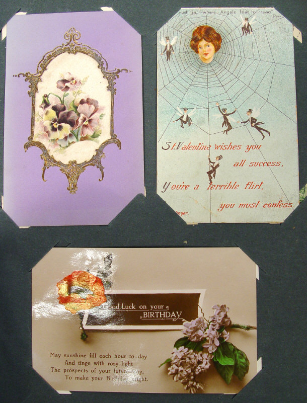 Appraisal: Edwardian album of mixed postcards including many floral greetings cards