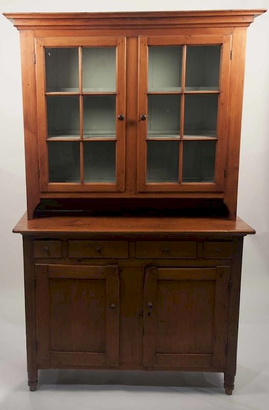 Appraisal: Antique Hutch Antique hutch with upper glass front doors and