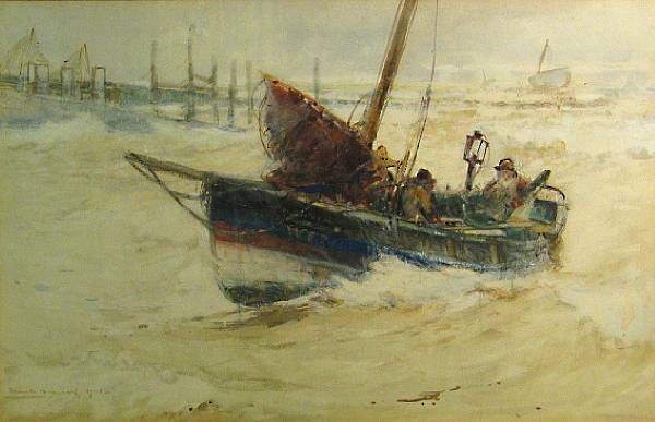 Appraisal: Frank Henry Mason British - A fishing boat homeward bound