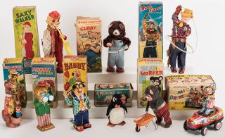 Appraisal: Lot of Nine Vintage Tin Litho Wind-Up Toys in Boxes