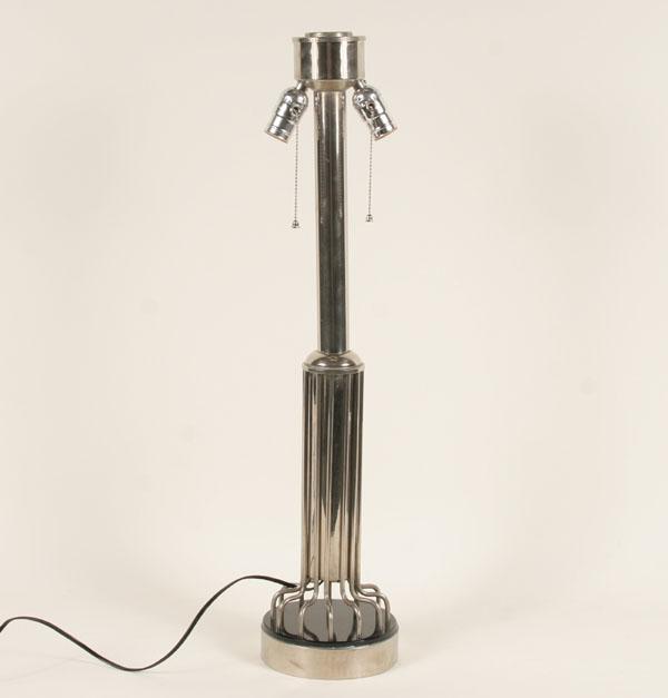 Appraisal: Art Deco table lamp mounted in circular glass and chrome