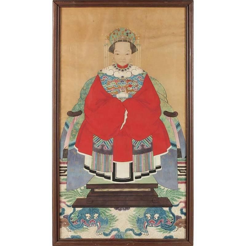 Appraisal: Chinese Ancestral Portrait th century ink and colors on paper