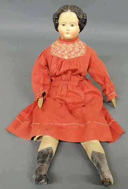 Appraisal: German composition face doll late th c with leather arms