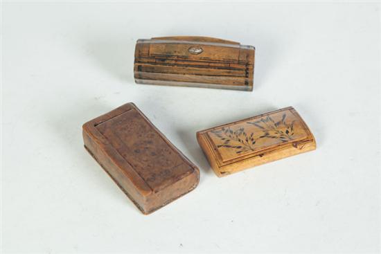 Appraisal: THREE SMALL TREEN BOXES American and European st half th