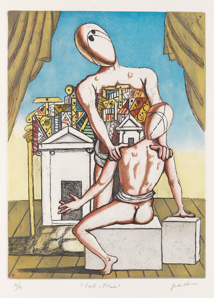 Appraisal: GIORGIO DE CHIRICO Oreste e Pilade e version Color etching