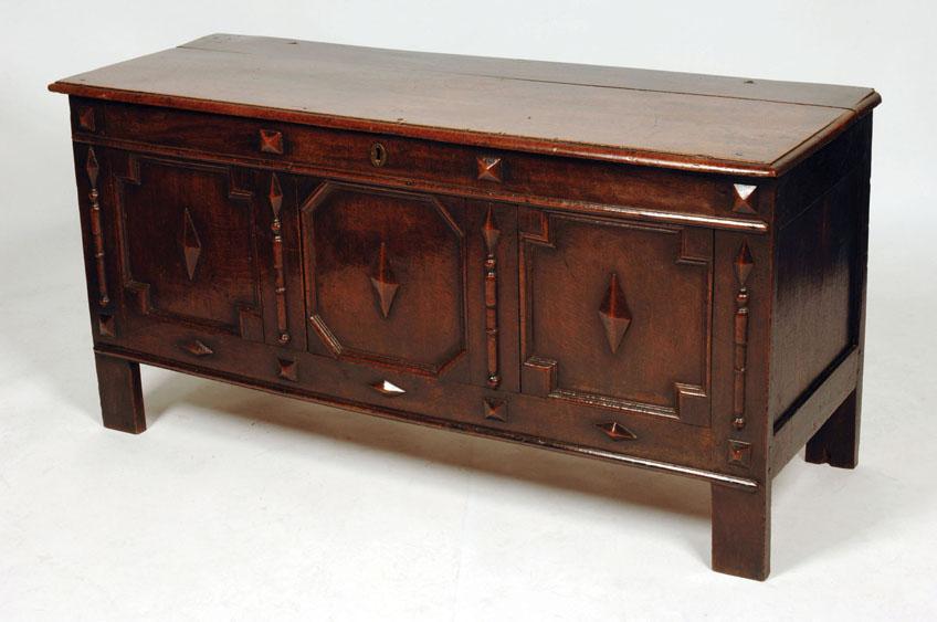 Appraisal: A LATE TH CENTURY OAK COFFER with a rectangular top