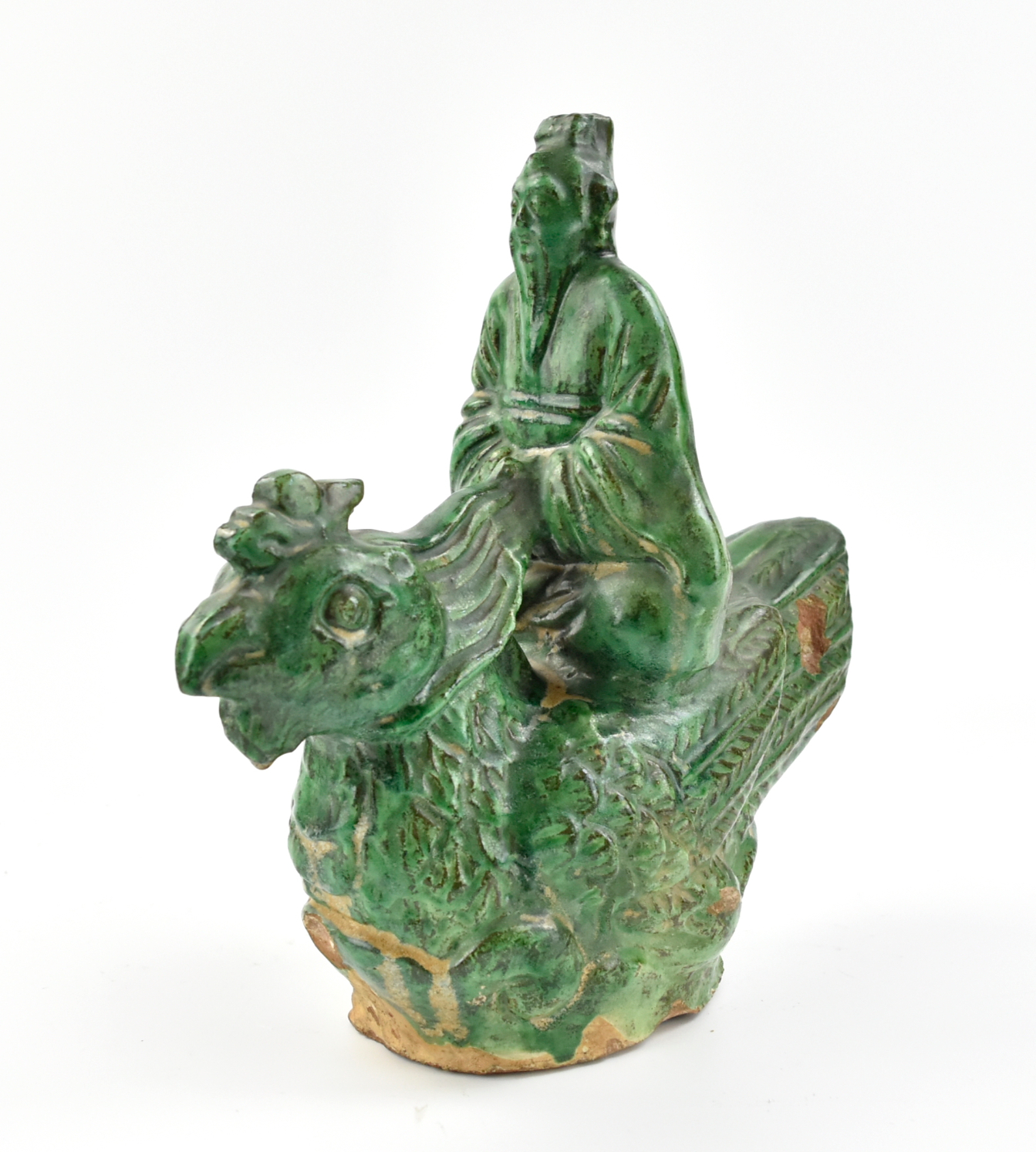 Appraisal: a Chinese Han Dynasty green glazed pottery statue of an