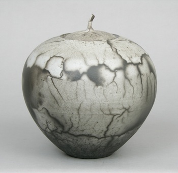 Appraisal: A Contemporary Raku Vessel with Lid A perfectly lovely contemporary