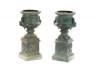 Appraisal: Pair Neoclassical Style Metal Garden Urns Continental late th century