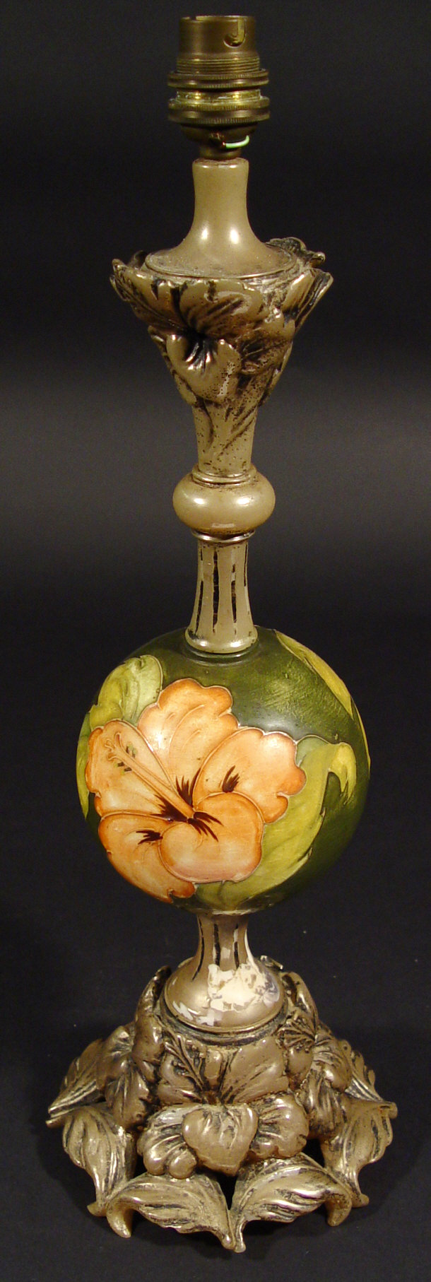 Appraisal: Moorcroft table lamp with globular china body hand painted and