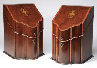 Appraisal: George III style mahogany knife boxes Pair of mahogany George