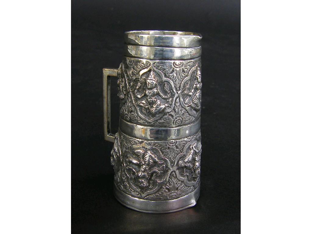 Appraisal: Interesting Indian white metal shot and double measuring cup embossed