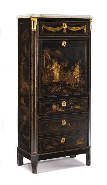 Appraisal: A fine Louis XVI gilt bronze mounted and chinoiserie lacquered