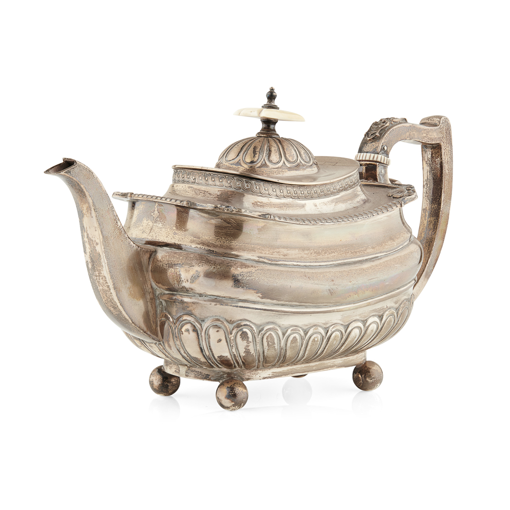 Appraisal: A Regency style silver teapot Walker Hall Sheffield circa of