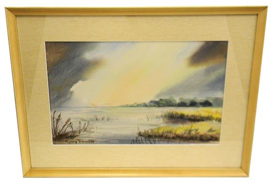 Appraisal: Nancy Simmons American th C watercolor on paper depicting thunderstorm