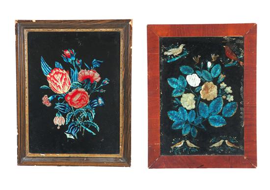 Appraisal: TWO TINSEL PICTURES American late th century Roses with birds