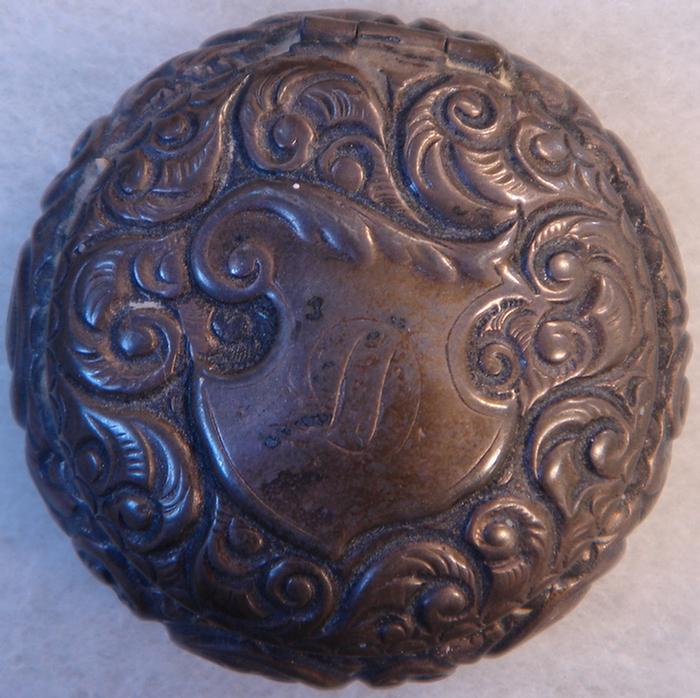 Appraisal: Sterling Pill Box Round form with repousse' decoration ozt Estimate