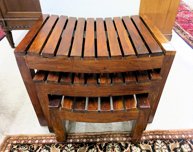 Appraisal: THREE-PIECE MAHOGANY NESTING STOOL SET comprising three rectangular graduated stools