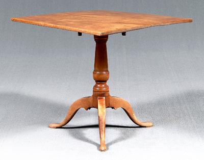 Appraisal: Queen Anne tiger maple tea table figured maple two-board tilt