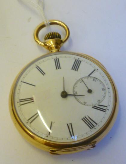 Appraisal: AN K GOLD CASED TOP WIND POCKET WATCH the white