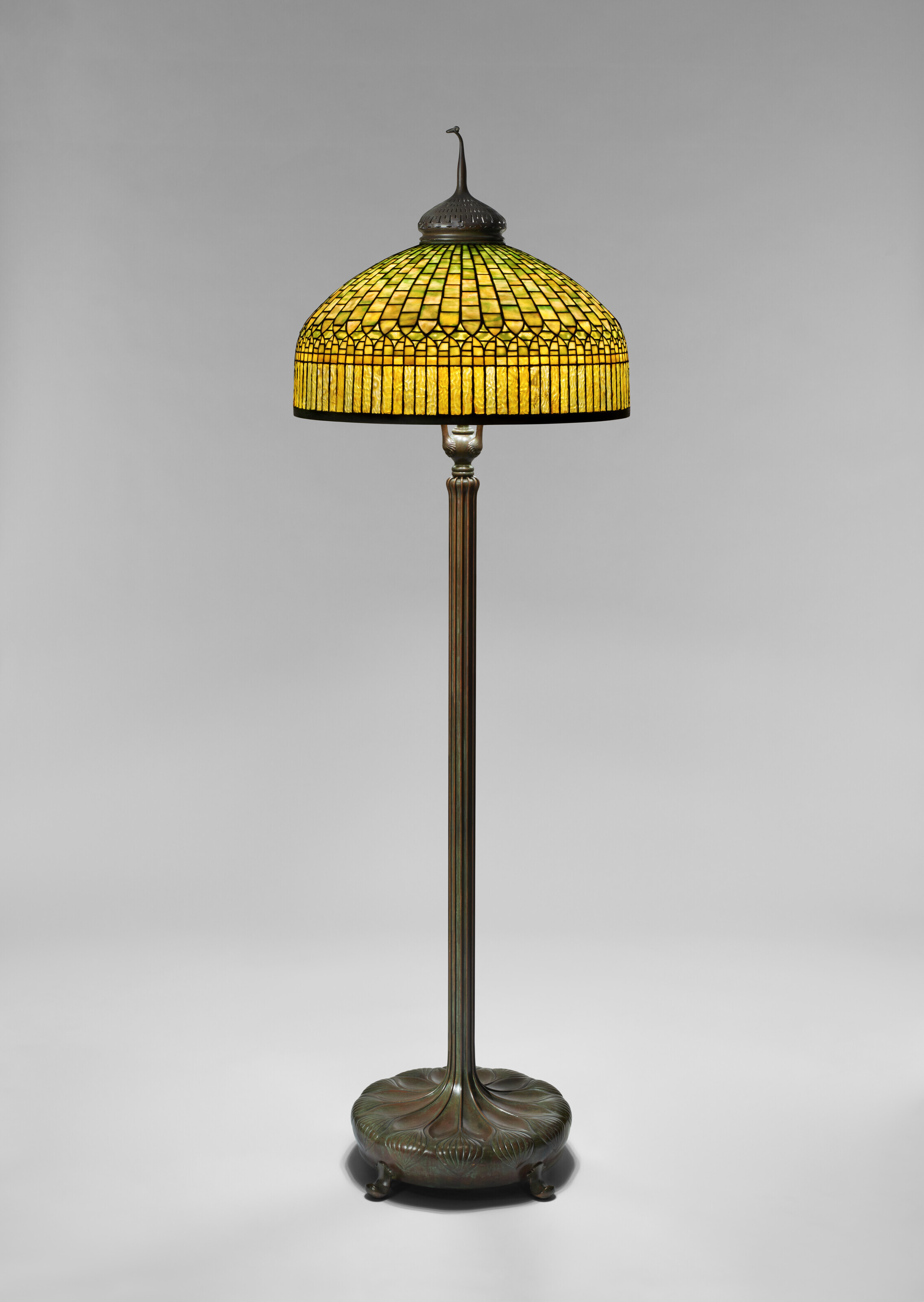 Appraisal: TIFFANY STUDIOS 'Curtain Border' Floor Lamp circa leaded glass patinated