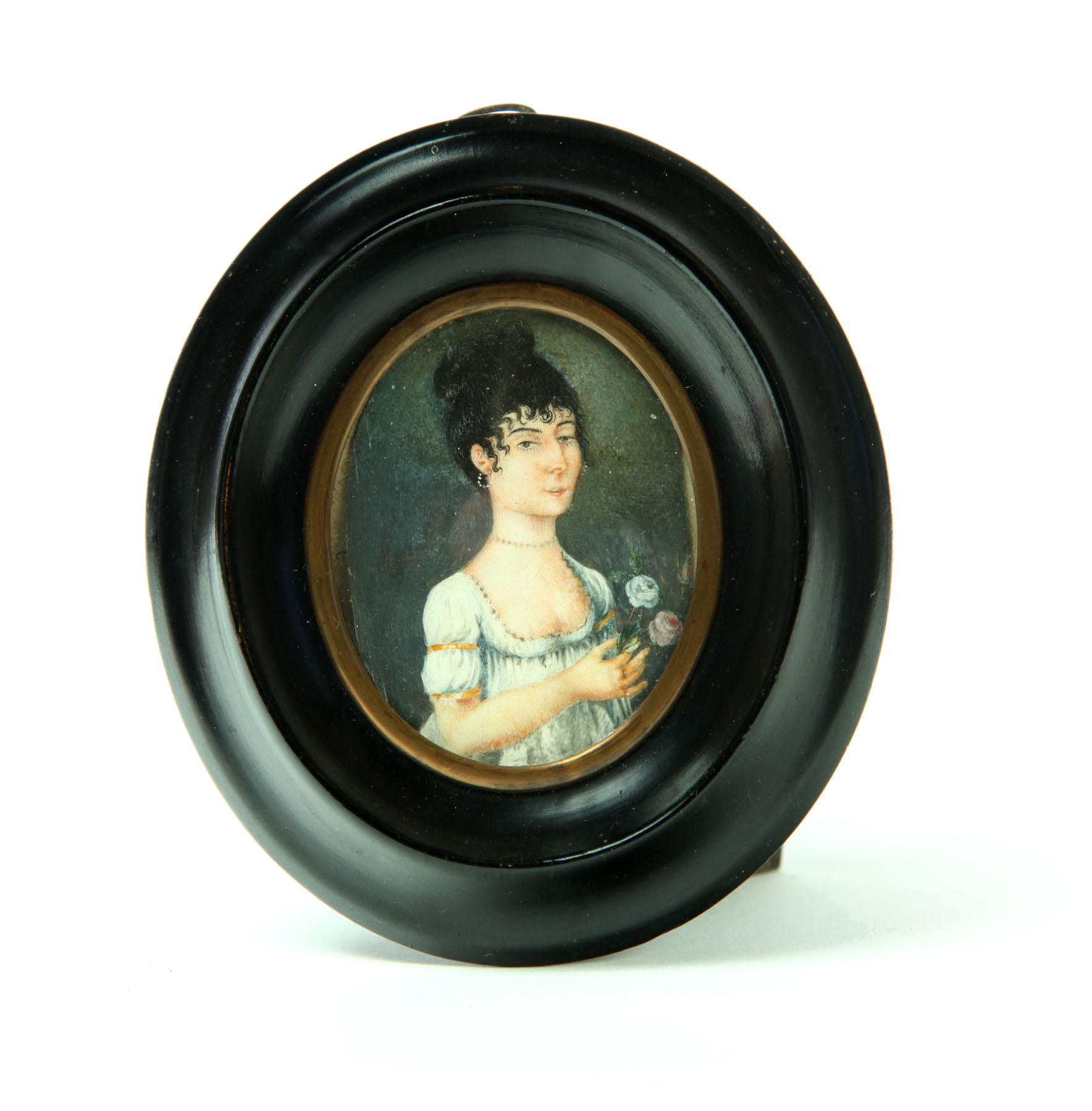 Appraisal: MINIATURE ON IVORY European st quarter- th century Portrait of