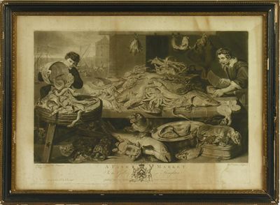 Appraisal: After F Snyders A Fish Market A mezzotint x in