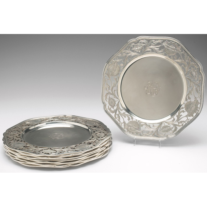 Appraisal: Gorham plates set of eleven sterling silver with pierced and