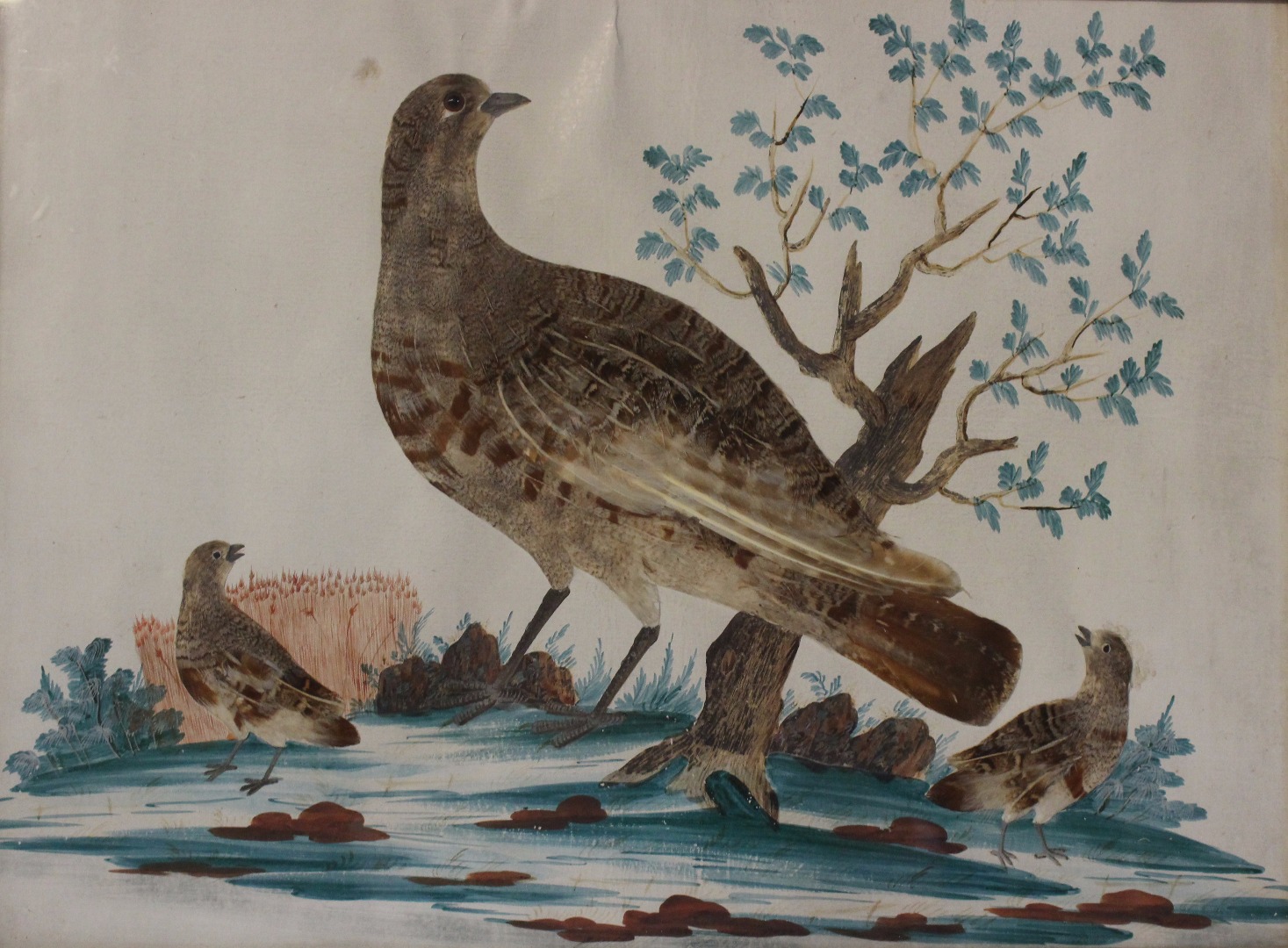 Appraisal: After Samuel Dixon Three birds by a tree watercolour and