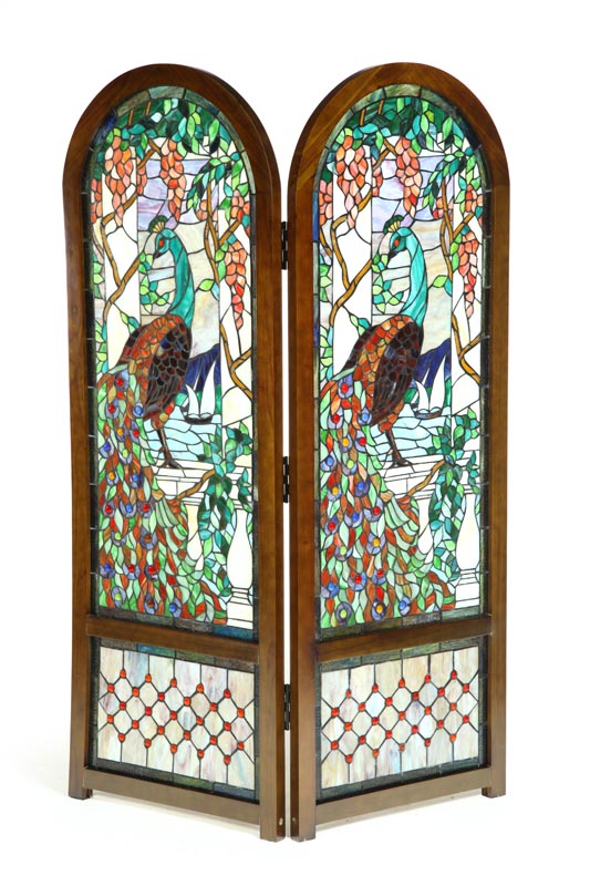 Appraisal: SET OF SIX STAINED GLASS PANELS American late th century