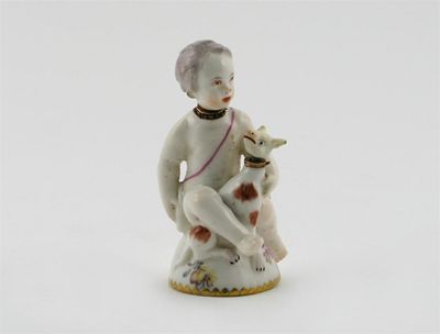 Appraisal: A Girl-in-a-Swing double scent bottle modelled as a putti and