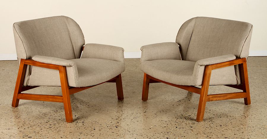 Appraisal: PAIR OF UPHOLSTERED CLUB CHAIRS CIRCA A pair of upholstered