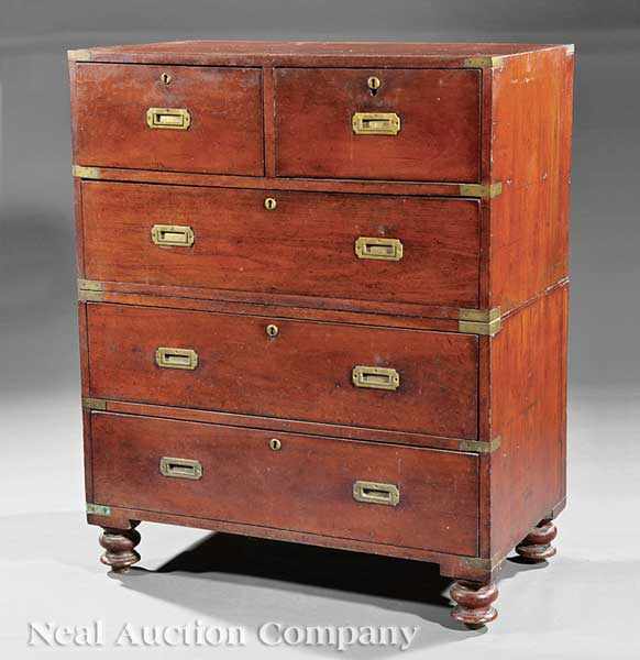 Appraisal: A William IV Brass Bound Mahogany Campaign Chest mid- th