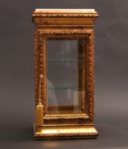 Appraisal: Gold Painted Display Case with Marbled Top Gold painted display