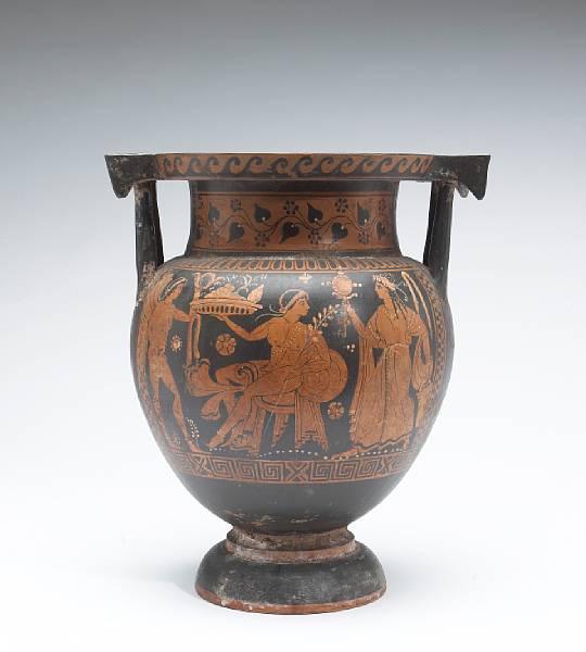 Appraisal: A Greek style red figure column-krater modern The vessel with