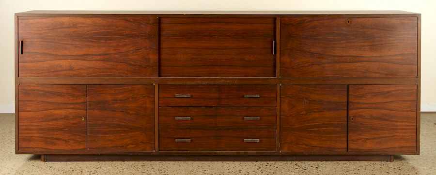 Appraisal: LARGE MID CENTURY MODERN ROSEWOOD CREDENZA A monumental mid century