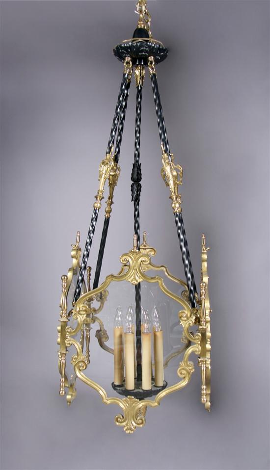 Appraisal: An American Cast Metal and Brass Lantern Height overall inches