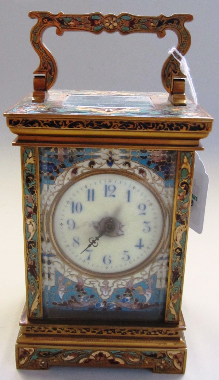 Appraisal: A Victorian champleve brass cased carriage clock case lacking movement