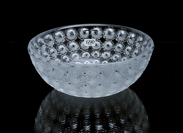 Appraisal: A Cristal Lalique bowl in 'Nemours Coupe' pattern with original