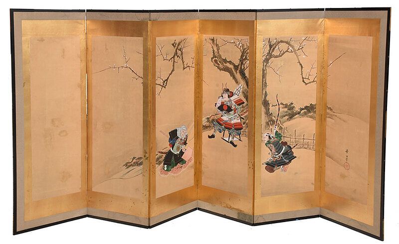 Appraisal: Japanese Screen of Yoshitsune and Benkei probably th century large