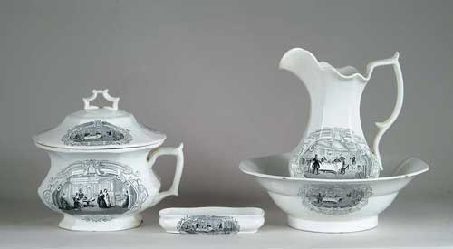 Appraisal: RARE FIVE PIECE WASH SET IN THE BOSTON MAILS PATTERN