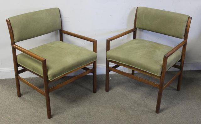 Appraisal: Midcentury Pair Robsjohn-Gibbings Attr ArmChairs Robsjohn-Gibbings attr arm chairs reupholstered