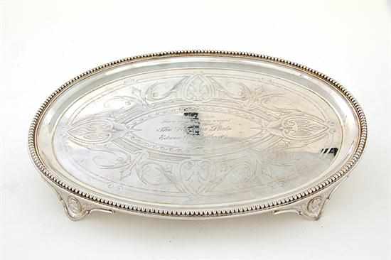 Appraisal: Wood Hughes silver footed tray New York circa oval beaded