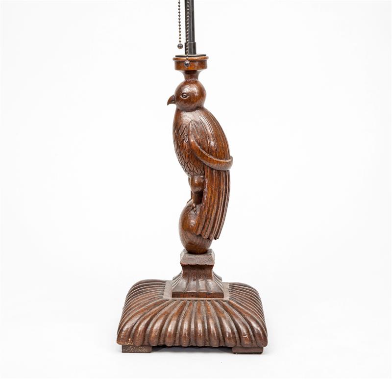 Appraisal: Lamp French Early th Century Carved oak in From the