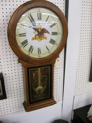 Appraisal: Collectors Oak Wall Clock Budweiser clydesdale motif th anniversary -