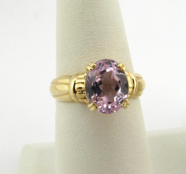 Appraisal: K Yellow gold ring with oval pink ice center stone